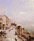 Franz Richard Unterberger Wall Art - A View of Posilippo, Naples